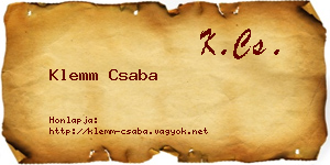 Klemm Csaba névjegykártya